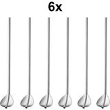 Chavin 304 Çelik 6 Adet 22 cm Kokteyl Kahve Latte Karıştırma Barmen Kaşığı CIN763BY-6 - Gri