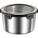 Chavin 304 Çelik 600 ml Yuvarlak Yemek Meyve Et Buzdolabı Beslenme Saklama Kabı MT324 - Gri