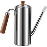 Chavin 304 Çelik Ahşap Saplı Süzgeçli 700 ml Yağdanlık Sosluk Sirkelik MT272 - Gri