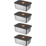 Chavin 4 Adet Çelik 500 ml Yemek Meyve Et Buzdolabı Beslenme Saklama Kabı MT109-4 - Gri