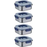Chavin 4 Adet Ince Çelik 1250 ml Kilitli Yemek Et Buzdolabı Beslenme Saklama Kabı MT106 - 1,8 ml - Gri