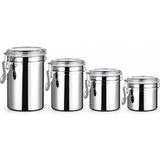 Chavin 4 Lü Çelik Hava Geçirmez Kahve Çay Saklama Kabı Depolama Kavanozu Seti MT319 - 1 lt - Gri
