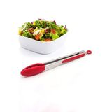 Chavin Çelik Silikon Maşa 33 cm Kırmızı Mutfak Biftek Barbekü Salata Ekmek Maşası mt145