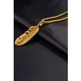 Chavin DP86SR Gold Şans Tüyü Kartal Tüy Figürlü Çelik Erkek Kolye