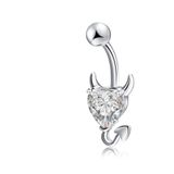 Chavin DT70BY Beyaz Kalp Taşlı Şeytan Çelik Göbek Piercing