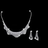 Chavin Düğün Nişan Kına Damla Taşlı Bayan Kolye Küpe Set EG90 - Beyaz