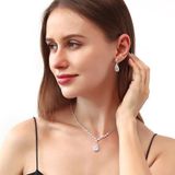 Chavin Düğün Nişan Kına Damla Taşlı Kadın Kolye Küpe Set Eg86
