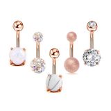 Chavin EH02RS 5 Adet Taşlı Taşsız Cerrahi Çelik Göbek Piercing