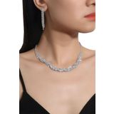 Chavin ES09 Düğün Nişan Kına Zirkon Taşlı Kadın Kolye Küpe Set