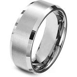 Chavin ES82-14 Orta Kısmı Mat 8 mm Gri Çelik Unisex Yüzük