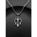 Chavin EU56 Gri Vintage Poseidon Antik Yunan Tanrısı Çelik Unisex Kolye