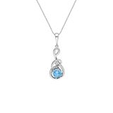 Chavin EU88 Topaz Sol Anahtarı Zirkon Taşlı Gümüş Kolye