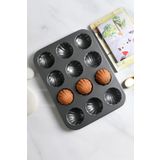 Chavin Karbon Çelik 12li Istiridye Deniz Kabuğu Muffin Cupcake Kek Pişirme Kalıbı Mt124