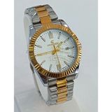 Chaxigo Çelik kordonlu, takvim göstergeli, metalik üstüne altın sarısı kaplama, Rolex modeli, su geçirmez, 2 yıl garantili Unisex Kol Saati - Altın - Gümüş