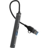 CHB025 Usb-A ve Type-C Girişli 2*type-C 1*usb-A Sd Micro Sd Tf Kart Okuyucu Çoklayıcı Dönüştürücü
