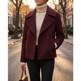 Chd-Store Kruvaze Kısa Yün Kaban Boy 62-63 cm Kol Boyu 56-57. Cm, Özel Seri Üretilmiş Bir Ürün - M - Bordo