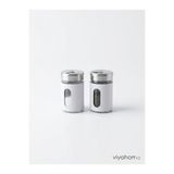 Chef Star 2'li Cam Baharatlık Seti Metal Kapaklı Pencere Detaylı Baharat Takımı - Siyah / Beyaz Seçenekli VYH-92847