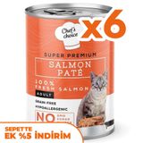 Chefs Choice Pate Salmon Somonlu Tahılsız Ezme Kedi Yaş Maması 400 Gr x 6 Adet