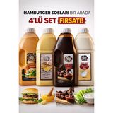 chef's new joy professional 4'lü Gurme Hamburger Sos Seti Ranch-Barbekü-Ballı Hardal-Burger Sos Fast Food Efsane Paket - 4 Adet