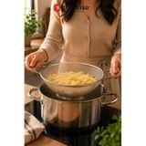 Chefstar 22 Cm Paslanmaz Çelik Çift Kulplu Tel Süzgeç Makarna Ve Sebze Süzgeci