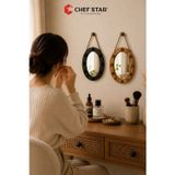 Chefstar 24X30 Cm Dekoratif Oval Duvar Aynası Asmalı Makyaj Ve Konsol Aynası