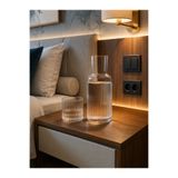 Chefstar Modern Cam Başucu Sürahi & Bardak Seti – Modern Çizgili Tasarım, 2 Parça , Dekoratif ve Fonksiyonel