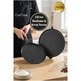CHEFTİME 2'li Set Çift Taraflı Bazlama & Krep Tavası