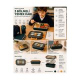 CHEFTİME 3 Bölmeli Paslanmaz Çelik Yemek Kabı – Sızdırmaz Kapaklı, Taşınabilir Beslenme Kabı