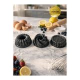 CHEFTİME 3'lü Mini Siyah Dilim&Rüzgar&Tart Kek Kalıbı