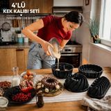 Cheftime Premium Döküm 4'lü Siyah Kek Kalıbı Seti