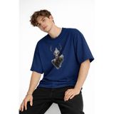 Chekich Deer - Oversize Erkek Tişört Koyu Mavi