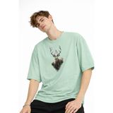 Chekich Deer - Oversize Erkek Tişört SU YESILI