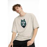 Chekich Wolf - Oversize Erkek Tişört BEJ