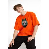 Chekich Wolf - Oversize Erkek Tişört TURUNCU