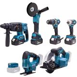 Chelikbei EEA378 Akülü 7li Set Kırıcı Delici + 450NM Somun Sökme + 13MM Vidalama + Daire Testere + 125MM Avuç Taşlama + Dekupaj Testere + Powerbank ve LED