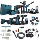 Chelikbei EEA389 Akülü 10 Lu Set (Led Işık +Lazer Metre +Somun Sıkma + Dekupaj + Oto Yıkama + Sunta Kesme + Darbeli Vidalama + Spral + Kırıcı Delici Matkap + Çok Fonksiyonlu Taşlama)
