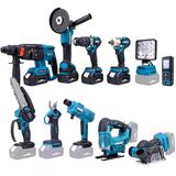 Chelikbei Eea458 Akülü 11Li Set (Led Işık, Lazer Metre, Somun Sıkma, Dekupaj, Oto Yıkama, Dal Makası, Dal Budama Testere, Darbeli Vidalama, Spral,