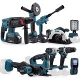 Chelikbei Onlu Set (Led Işık + Kırıcı Delici Matkap+Avuç Taşlama+Somun Sıkma+Vidalama+Sunta Kesme+Dekupaj+Lazer Metre+Oto Yıkama+Çok Fonksiyonlu Avuç Taşlama)