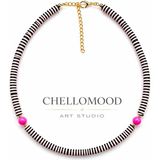 Chellomood Chellomod Soft Punk – Pembe ve Siyah El Yapımı Fimo Boncuk Kolye