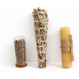Chellomood -Meditasyon Seti – Adaçayı Tütsü + Balmumu + Kuru Lavanta - Çok Renkli