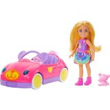 Chelsea Araç Barbie Chelsea Araç Seti, Sarışın Küçük Bebek, Oyuncak Araba ve Ayıcık Aksesu - Çok Renkli