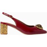 Chelsea Block Slingback Heel, Kırmızı Rugan ve Kristal Detaylı Lüks Topuklu Ayakkabı - Bordo