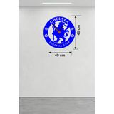 Chelsea Fc Logolu Ahşap Duvar Saati - 40X40 cm Taraftar Hediyesi