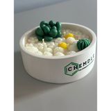 Chemdle Çiçek ve Sukulentli Terrarium Mum - Sandal Ağacı Kokulu