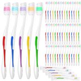 CHENGU 150 Paket Diş Fırçası Toplu Seyahat Diş Fırçası Seti Tek Kullanımlık Orta Kıl Diş Fırçaları Ayrı Sarılmış Diş Fırçası Seyahat Otel Misafirler için Yumuşak Tuvalet Malzemeleri Evsiz Kullanım, Çok Renkli