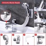 Cherche 2 In 1 Spiral Hortumlu Ayarlanabilir Hareketli Banyo Mutfak Lavabo Musluk Duş Başlığı