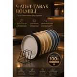Cherie Home 9 Bölmeli Siyah Bulaşıklık Düzenleyici, Paslanmaz Tezgah Üstü Tabaklık Kurutmalık Organizer Teli
