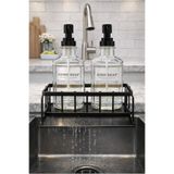 Cherie Home Tezgah Üstü Metal Stantlı Cam Sıvı Sabunluk Seti, İkili Mutfak Standlı Bulaşık Deterjanlık 500 ml