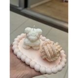 CHERIECHIC Home Teddy Bear's Bubble | 3'lü Dekoratif Mum Set - Açık Pembe - Beyaz - Seçenek / Adet