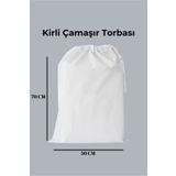 cherila 100% Keten Kumaş Çok Amaçlı Kirli Çamaşır Torbası (50x70)